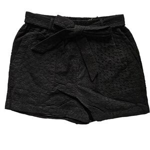 Blank NYC Legend Pull-on Belted Lined Eyelet Shorts Black Medium